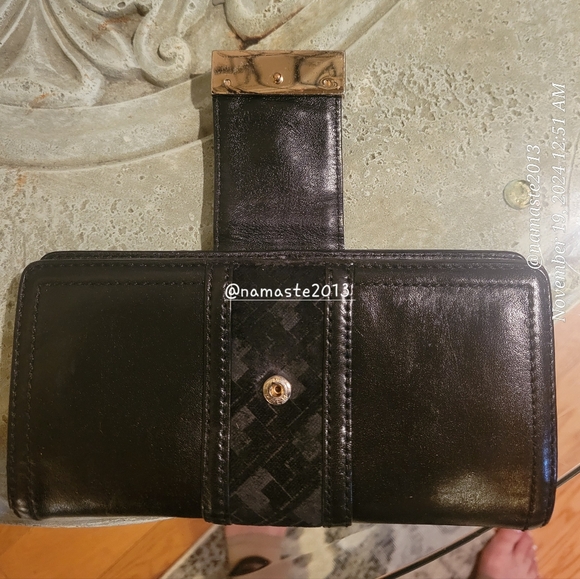 L.A.M.B. Gwen Stefani Leather Wallet Velour Center Stripe Designer Luxury #63 - Picture 14 of 14